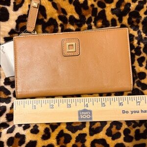 Lodis Camel Leather Wristlet